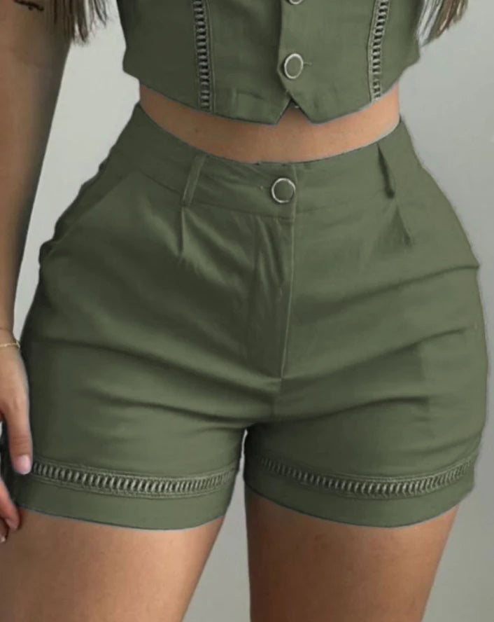 Conjunto Maísa Blusa Colete sem manga e Short Curto