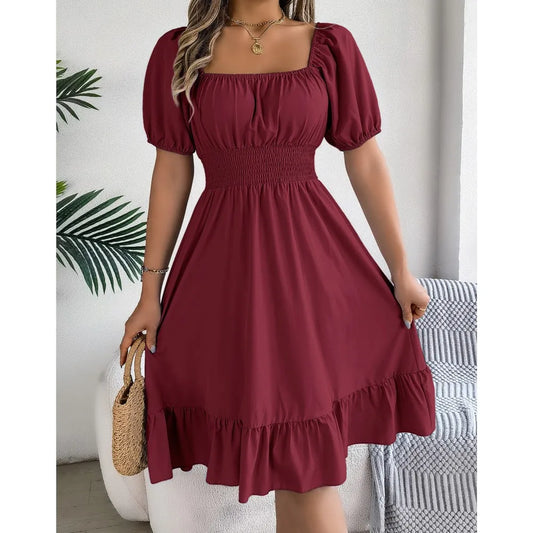 Vestido Midi Casual com Babados